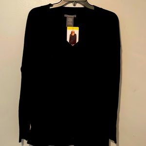 V-Neck Sweater with Side Slits